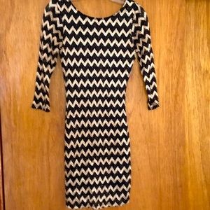 Flashy Black and Gold Form Fitting Dress Size M